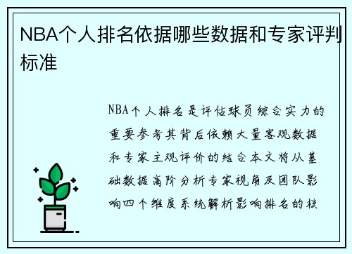 NBA个人排名依据哪些数据和专家评判标准